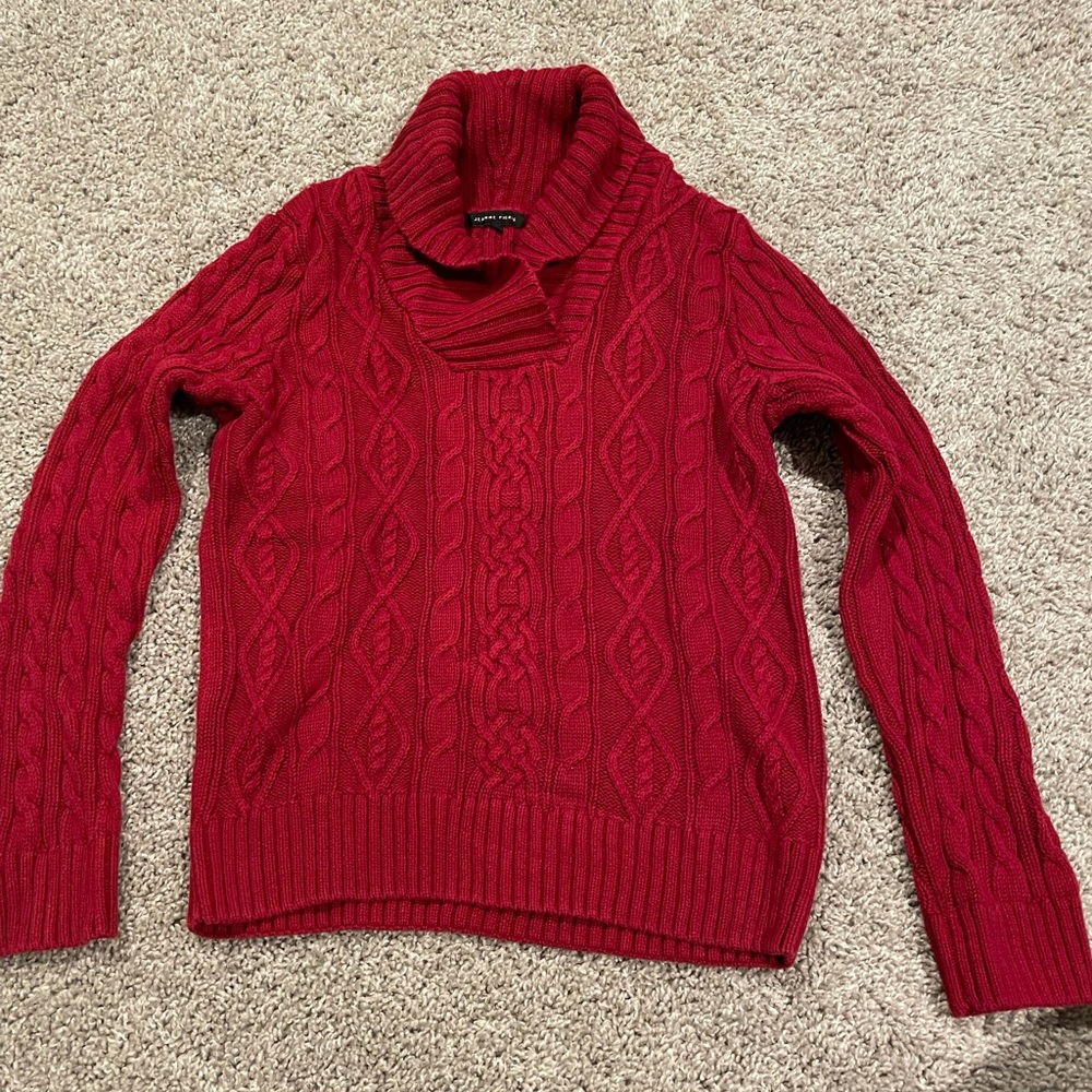 Red cowl neck knitted sweater